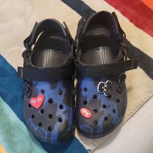 Post Malone CROCS Blue and Black Graphic Sandals